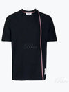 RWB Stripe Cotton Short Sleeve T-shirt Navy - THOM BROWNE - BALAAN 2