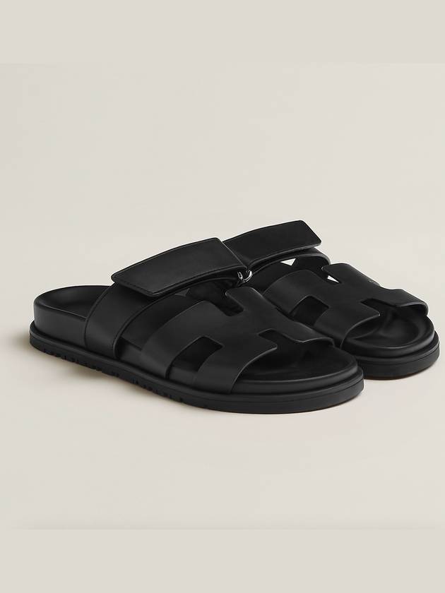 Chypre Calfskin Sandals Black - HERMES - BALAAN 2