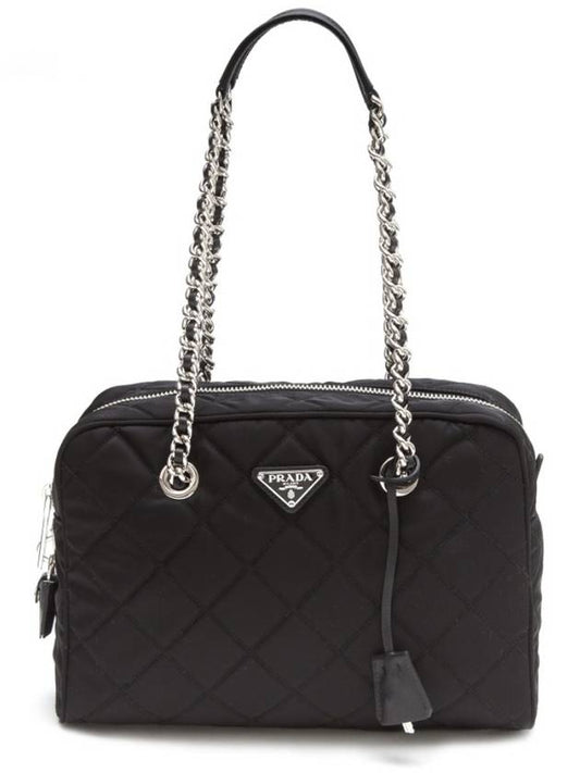 Prada Pocono Nylon Quilted Chain Shoulder Bag Black - PRADA - BALAAN 2