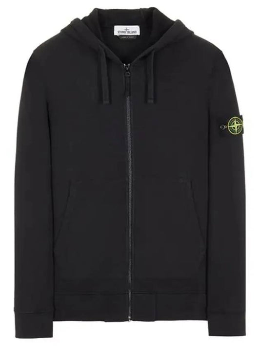 Wappen Patch Cotton Zip Up Hoodie Black - STONE ISLAND - BALAAN 1