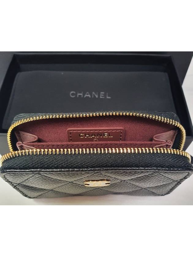 Nell Classic Zipper Card Wallet Caviar Black Gold AP0216 - CHANEL - BALAAN 6