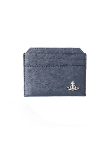 Saffiano Slim Card Wallet Blue - VIVIENNE WESTWOOD - BALAAN 1