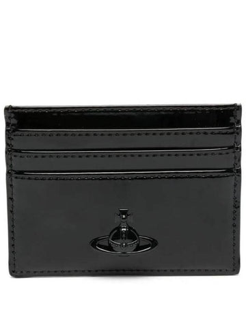 Shiny Patent Flat Card Wallet Black - VIVIENNE WESTWOOD - BALAAN 1