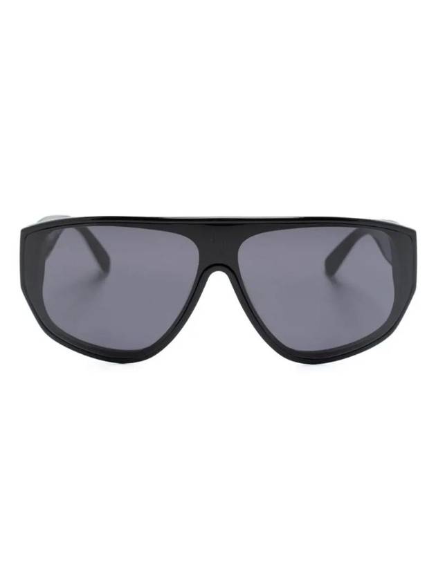 Eyewear Tron Engraved Logo Pilot Frame Sunglasses Black - MONCLER - BALAAN 1