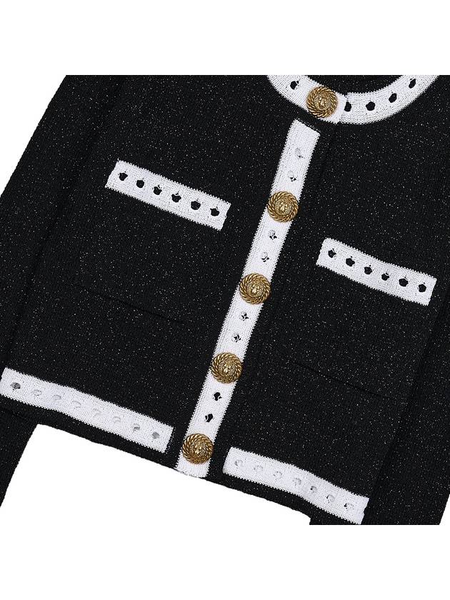 Contrast Trim Cardigan Black - BALMAIN - BALAAN 7