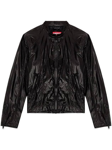 J Clay Shiny Ripstop Biker Jacket Black - DIESEL - BALAAN 1