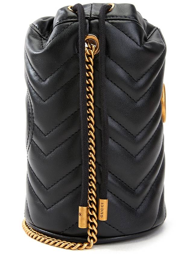 GG Marmont Gold Chain Mini Bucket Bag Black - GUCCI - BALAAN 4