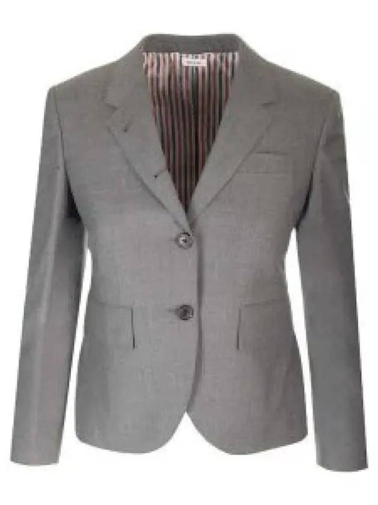 Women's Twill Slim Fit Single Breasted Wool Jacket Mid Grey - THOM BROWNE - BALAAN 2