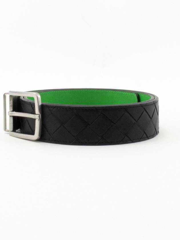 Intrecciato Reversible Leather Belt Black Parakit - BOTTEGA VENETA - BALAAN 3