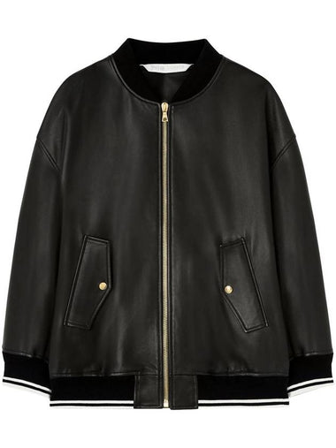 Palm Angels College Leather Bomber Jacket - PALM ANGELS - BALAAN 1