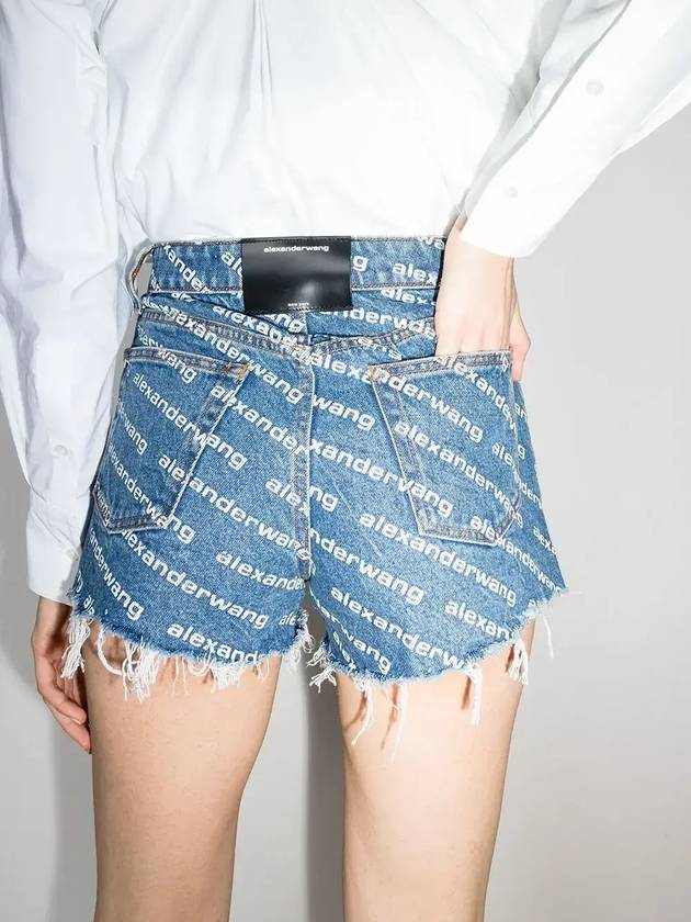 Byte Logo Monogram Denim Shorts Blue - ALEXANDER WANG - BALAAN 8