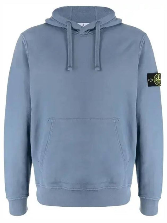 Wappen Patch Cotton Fleece Hoodie Avio Blue - STONE ISLAND - BALAAN 2