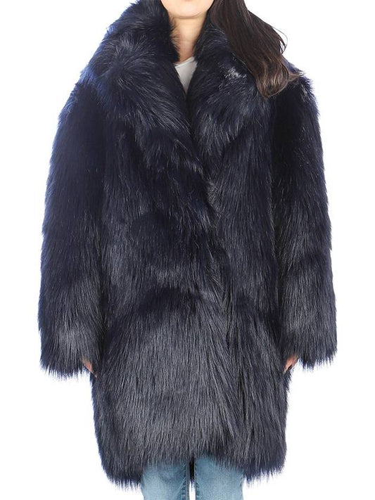 Women's Raid Fur Coat Navy - MAX MARA - BALAAN.