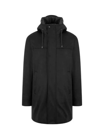 Men s Cashmere Wool Hooded Sub Zero Coat Black 271419 - HERNO - BALAAN 1