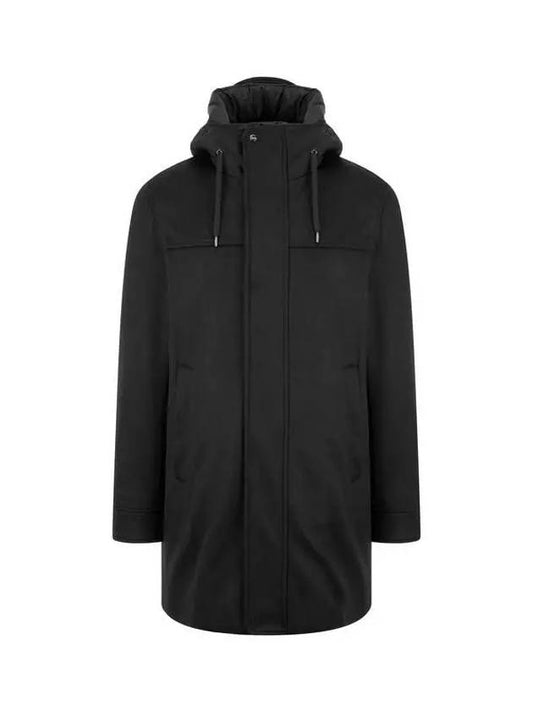 Men s Cashmere Wool Hooded Sub Zero Coat Black 271419 - HERNO - BALAAN 1