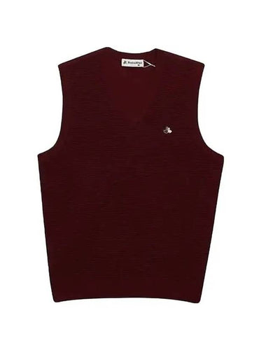 Men's V-neck Knit Vest Brown - BLACK&WHITE - BALAAN 1