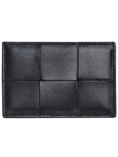 Intrecciato Leather Card Wallet Black - BOTTEGA VENETA - BALAAN 1