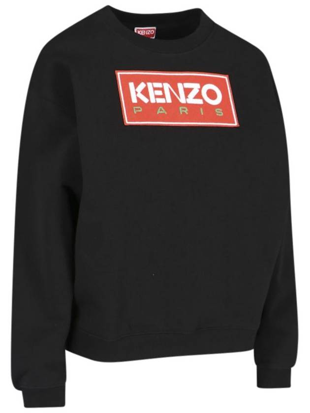 Women's Paris Logo Crew Neck Cotton Sweatshirt Black - KENZO - BALAAN 3