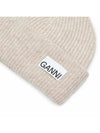 Women's Logo Wool Beanie Sand Beige - GANNI - BALAAN 4