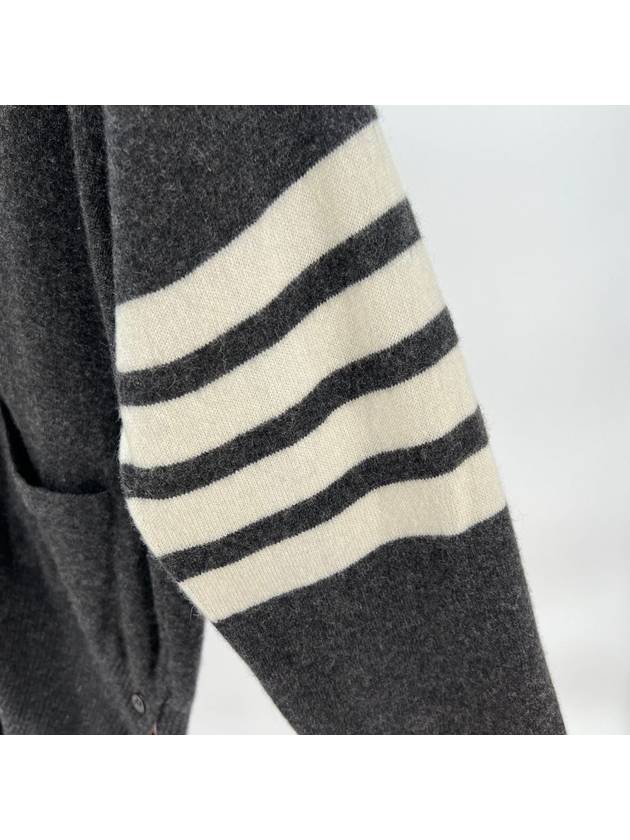 Cashmere diagonal armband cardigan gray size 2 - THOM BROWNE - BALAAN 4