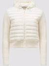 Women's Padded Wool Zip-Up Hooded Cardigan White - MONCLER - BALAAN 2