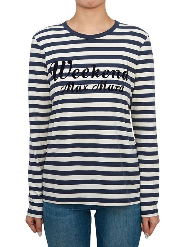 Quinoa Logo Print Long Sleeve T-Shirt Ivory Blue - MAX MARA - BALAAN 2