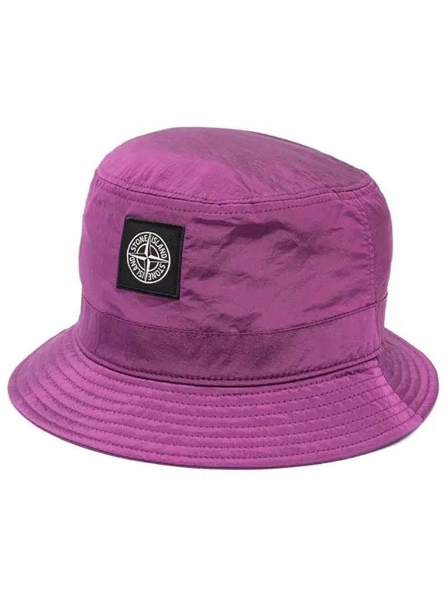 Logo Patch Nylon Metal Bucket Hat Magenta - STONE ISLAND - BALAAN 3