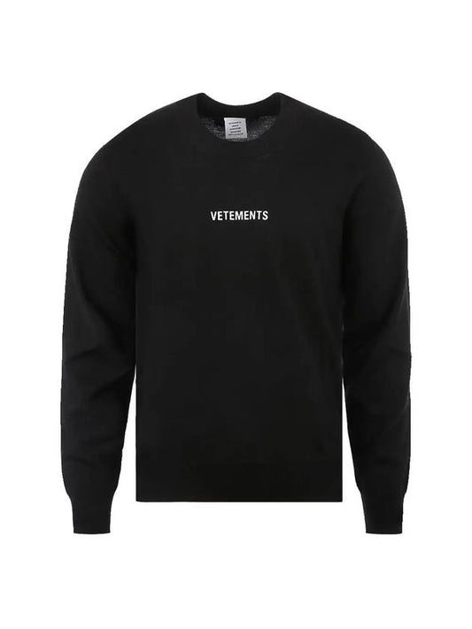 Logo Print Wool Knit Top Black - VETEMENTS - BALAAN 1