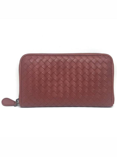 Zip-Up Around Leather Long Wallet Dark Red - BOTTEGA VENETA - BALAAN 1