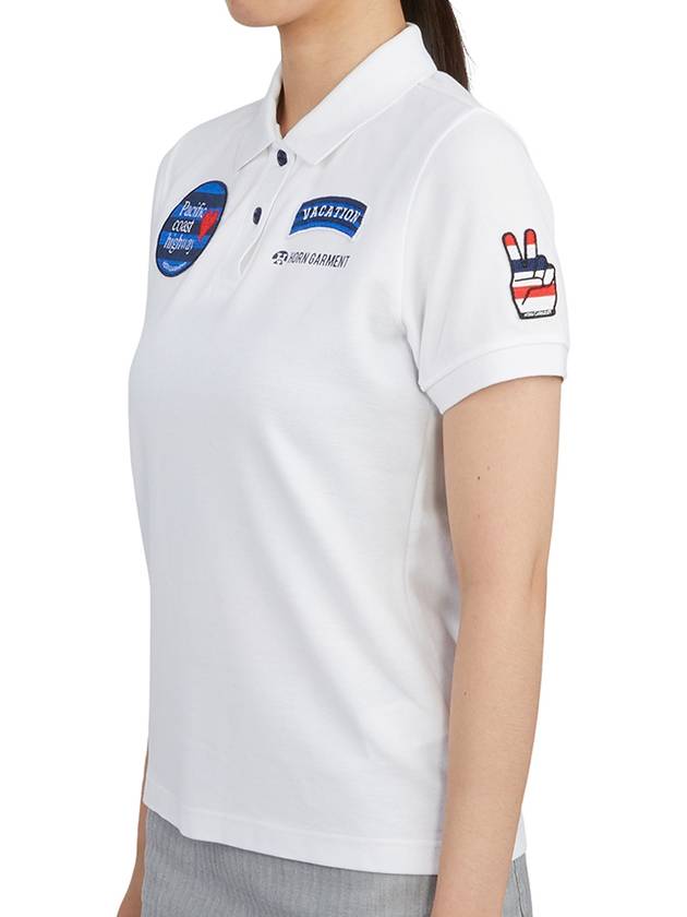 Women's Goody Emblem Short Sleeve PK Shirt White - HORN GARMENT - BALAAN 3