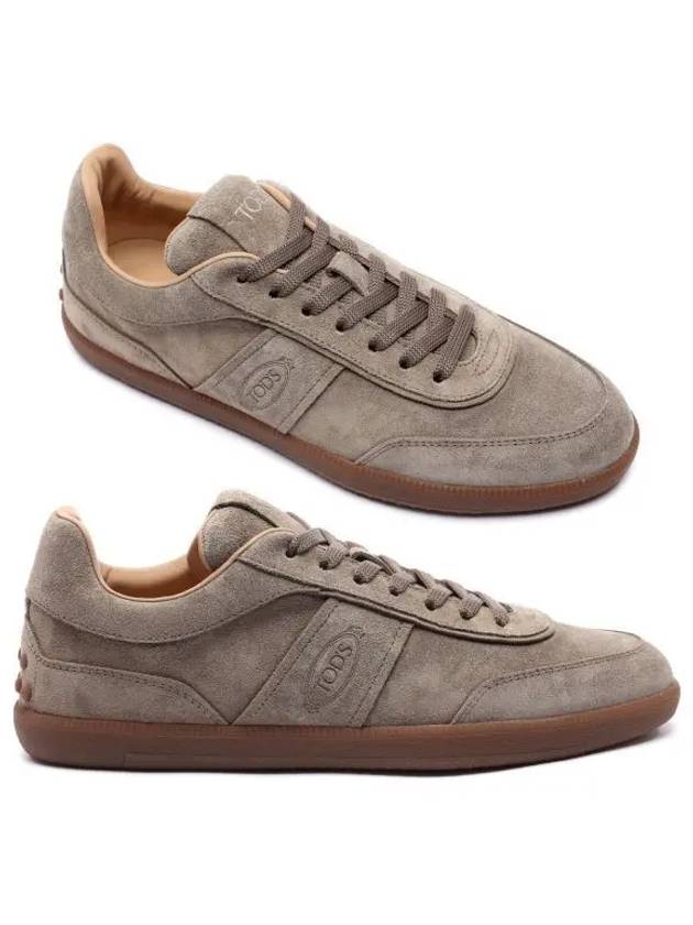 Stamp Logo Suede Low Top Sneakers Beige - TOD'S - BALAAN 2