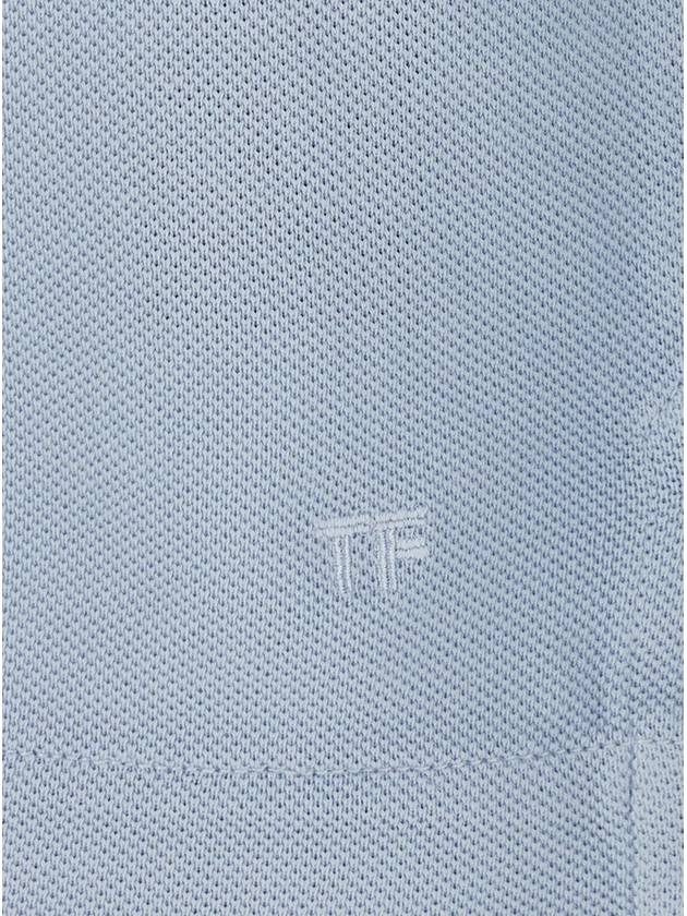 Light-Blue Short-Sleeves Polo In Cotton Piquet Jersey Man - TOM FORD - BALAAN 3