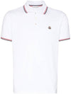 Men's Logo Patch Cotton Polo Shirt White - MONCLER - BALAAN.