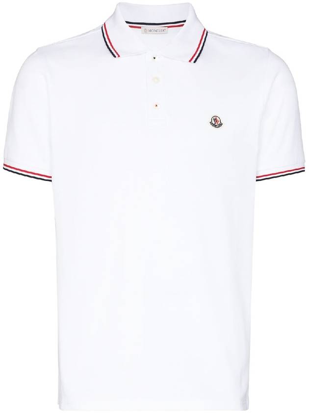 Men's Logo Patch Cotton Polo Shirt White - MONCLER - BALAAN.