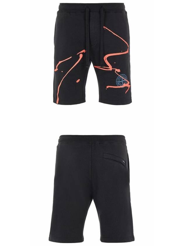 Ink Three Print Cotton Shorts Black - STONE ISLAND - BALAAN 5