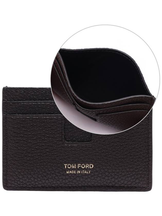 Classic T Line Gold Logo Card Wallet Brown - TOM FORD - BALAAN 3