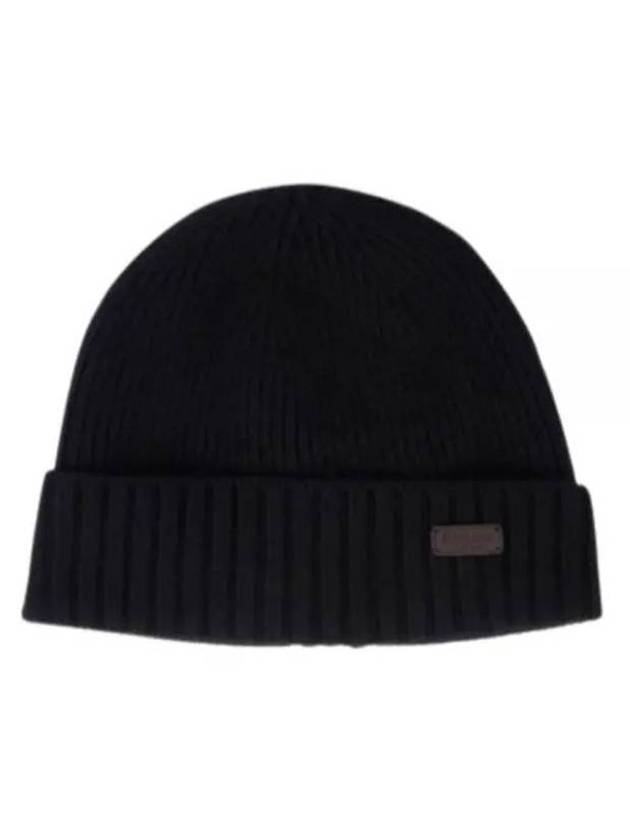 Cotton Logo Patch Beanie Black - BARBOUR - BALAAN.