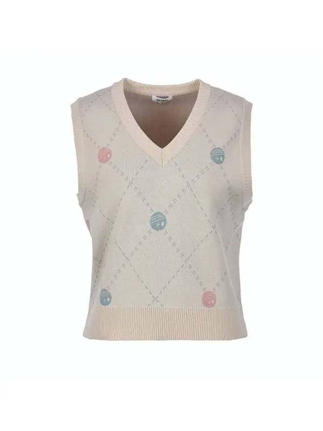 Flee diamond pattern knit vest MK3SV020BEG - P_LABEL - BALAAN 8