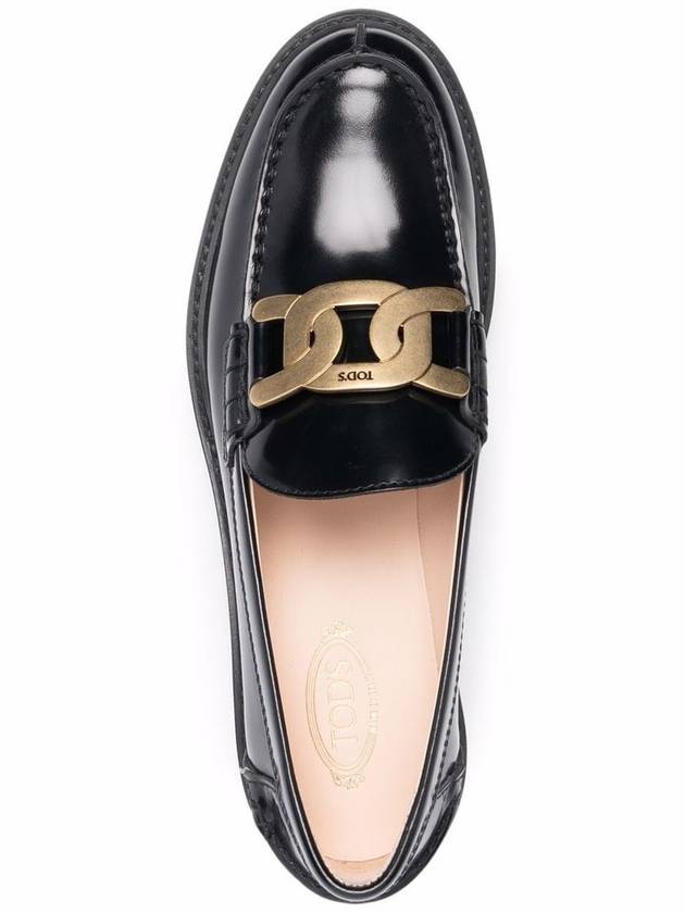 Brushed Leather Chain Loafers Black - TOD'S - BALAAN 8