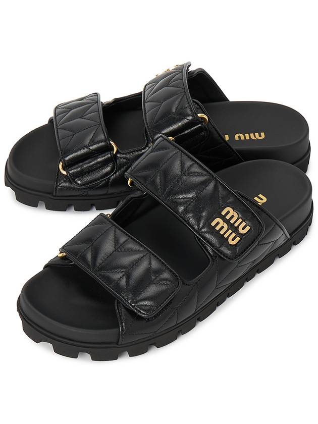 Matelassé Nappa Leather Slippers Black - MIU MIU - BALAAN 2