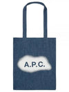 Lou Logo Denim Tote Bag Washed Indigo - A.P.C. - BALAAN 2