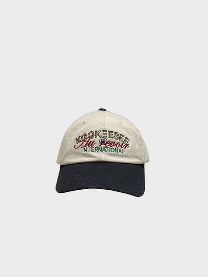 Two-Tone Vintage Washed Ball Cap Light Beige Black - KOOKEESEE - BALAAN 2