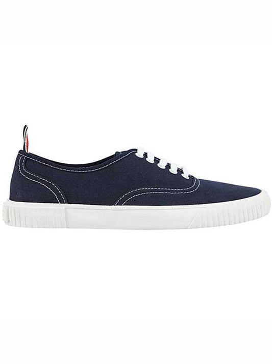 Rubber Sole Heritage Canvas Low Top Sneakers Navy - THOM BROWNE - BALAAN 2