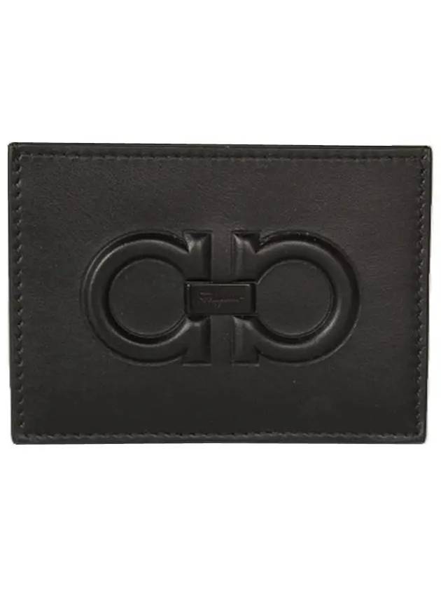 Logo Calf Leather Card Wallet Black - SALVATORE FERRAGAMO - BALAAN 2