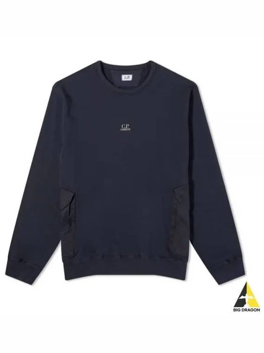 Cotton Fleece Mixed Pocket Sweatshirt Navy - CP COMPANY - BALAAN 2