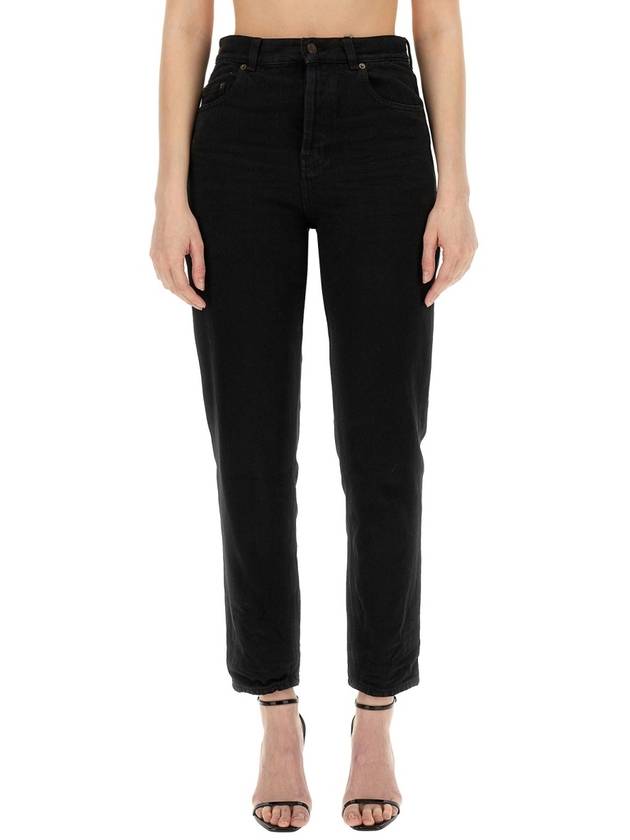 Vanessa Denim Straight Jeans Black - SAINT LAURENT - BALAAN 2