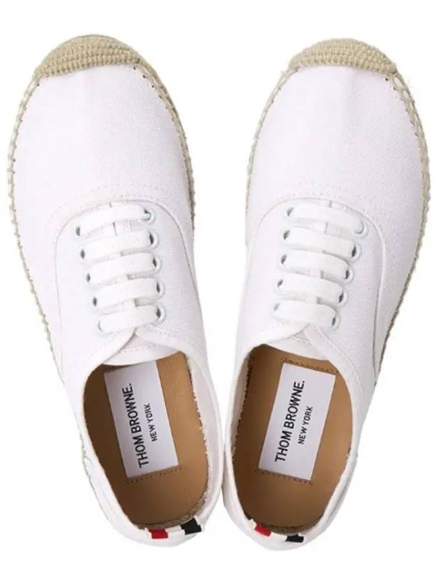 Canvas Espadrilles Heritage Low Top Sneakers White - THOM BROWNE - BALAAN 3