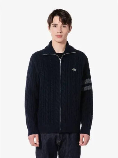 Men s cable zip up spring and fall cardigan AH302E 54N 166 Domestic product GQ2N24092437169 - LACOSTE - BALAAN 1