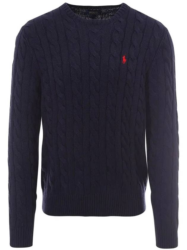 Embroidery Logo Cable Knit Top Navy - POLO RALPH LAUREN - BALAAN 3