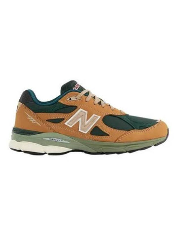 Made in USA 990v3 Low Top Sneakers Tan Green - NEW BALANCE - BALAAN 1